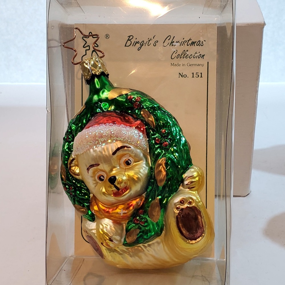 Vtg Birgit's Collection Heidi Hanging Wreath Glass Christmas Ornament Germany